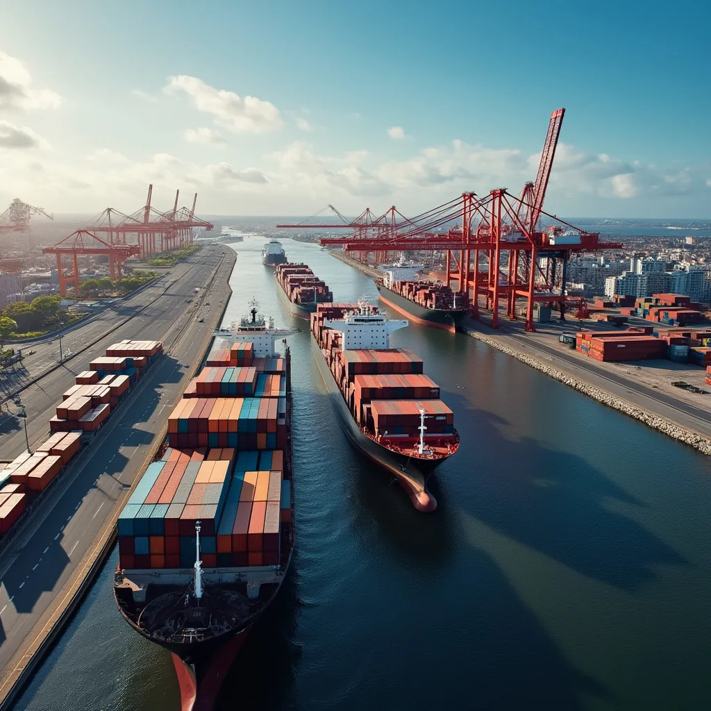 Puerto de Buenos Aires con grúas y contenedores